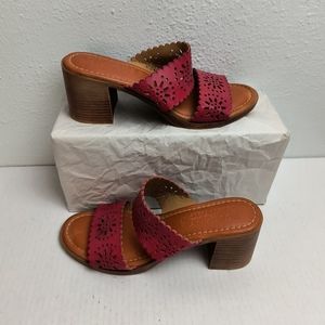 Tuscany By Easy Street Made In Italy Chunky Heel Slide Sandals 7.5W Red Casual